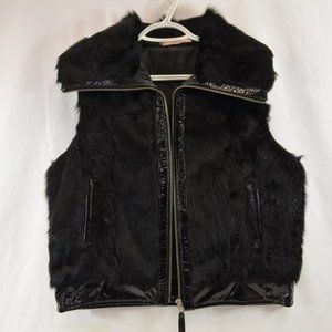 R.E.D. Valentino Leather Fur Biker Vest Size IT 46 (US  10)